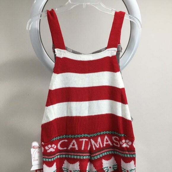 NWT EYESHADOW Meowy Catmas Cat Christmas Reindeer Antlers Applique Knit Overalls - Picture 10 of 16